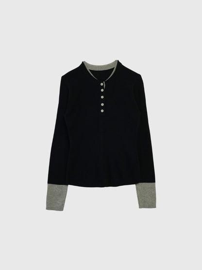 bicolor button round tops