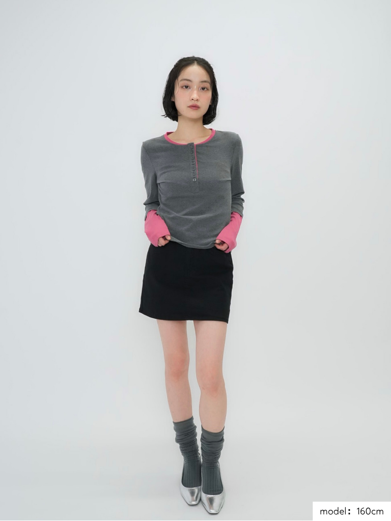 half button bicolor tops #2