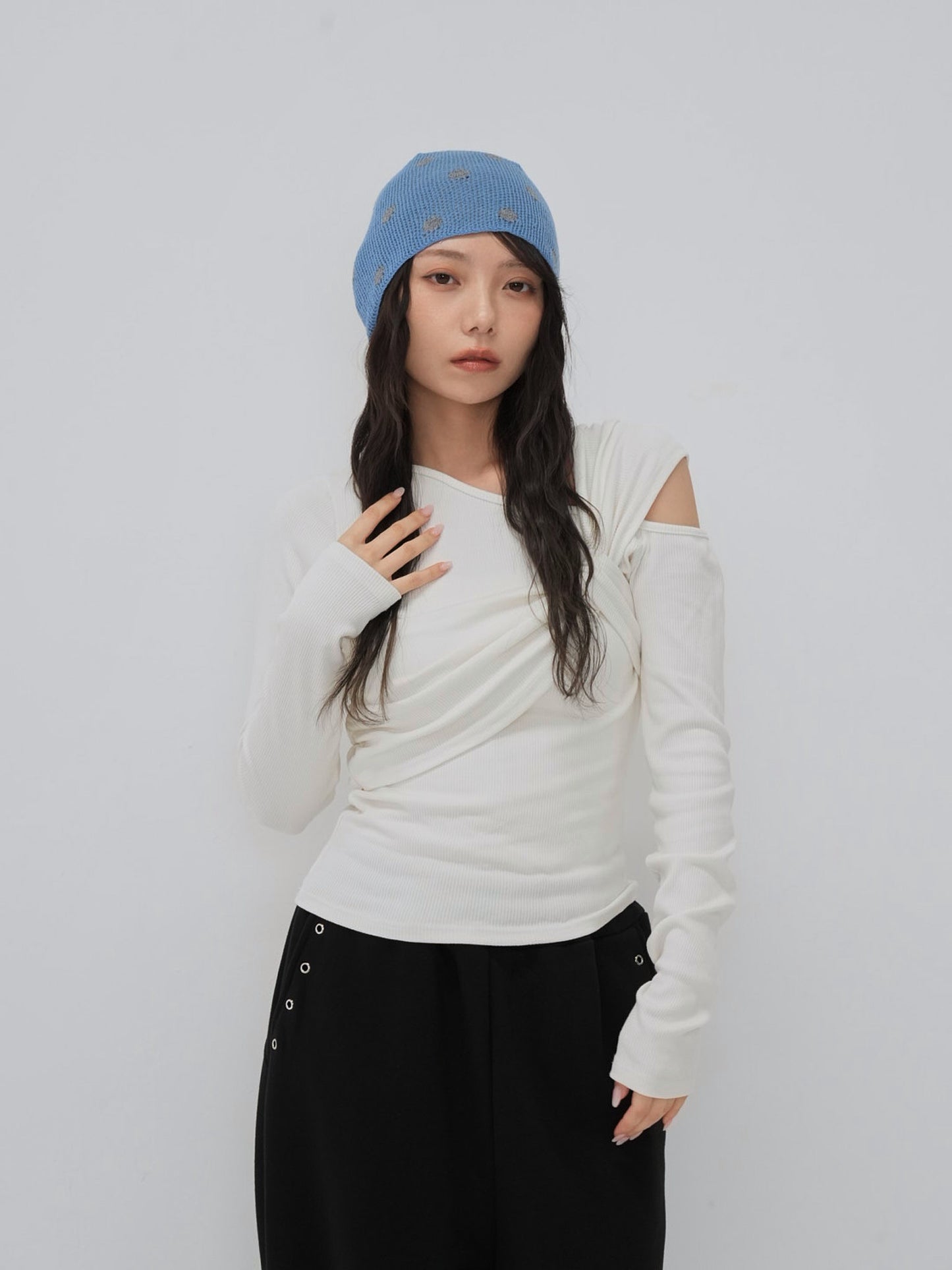 dot knit beanie