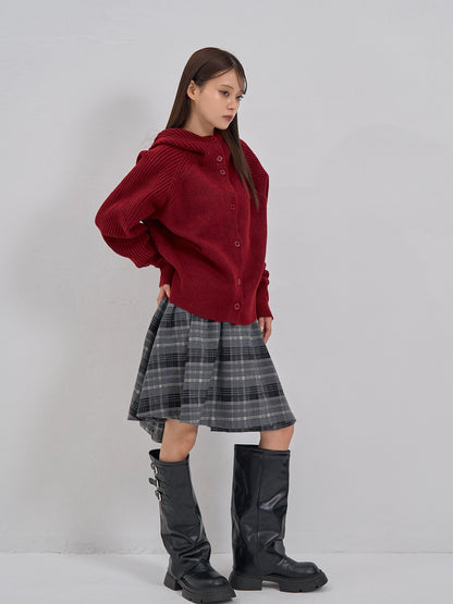 high-neck button knit cardigan