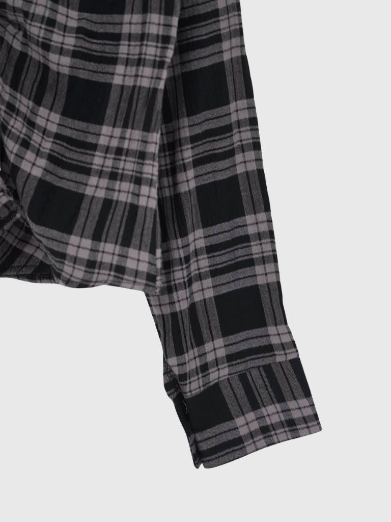 check frill blouse shirt