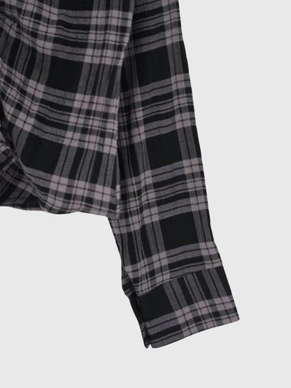 check frill blouse shirt