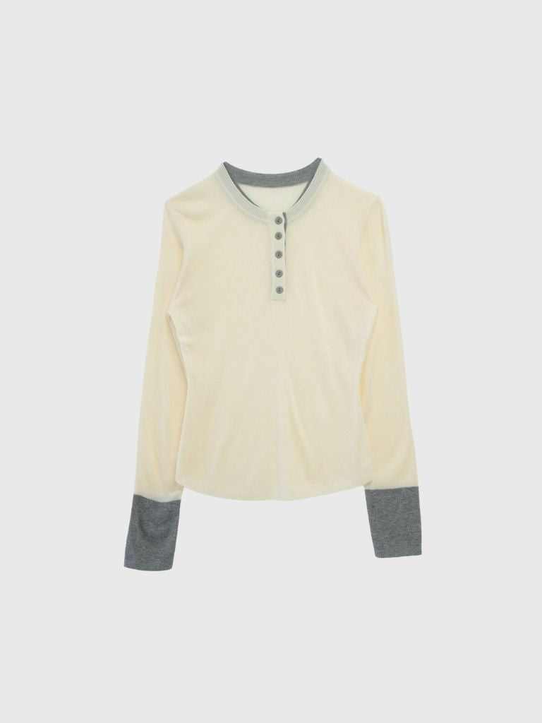 bicolor button round tops