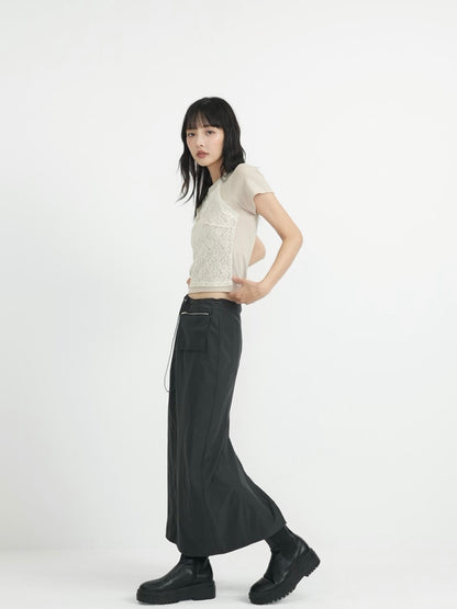 back slit long skirt