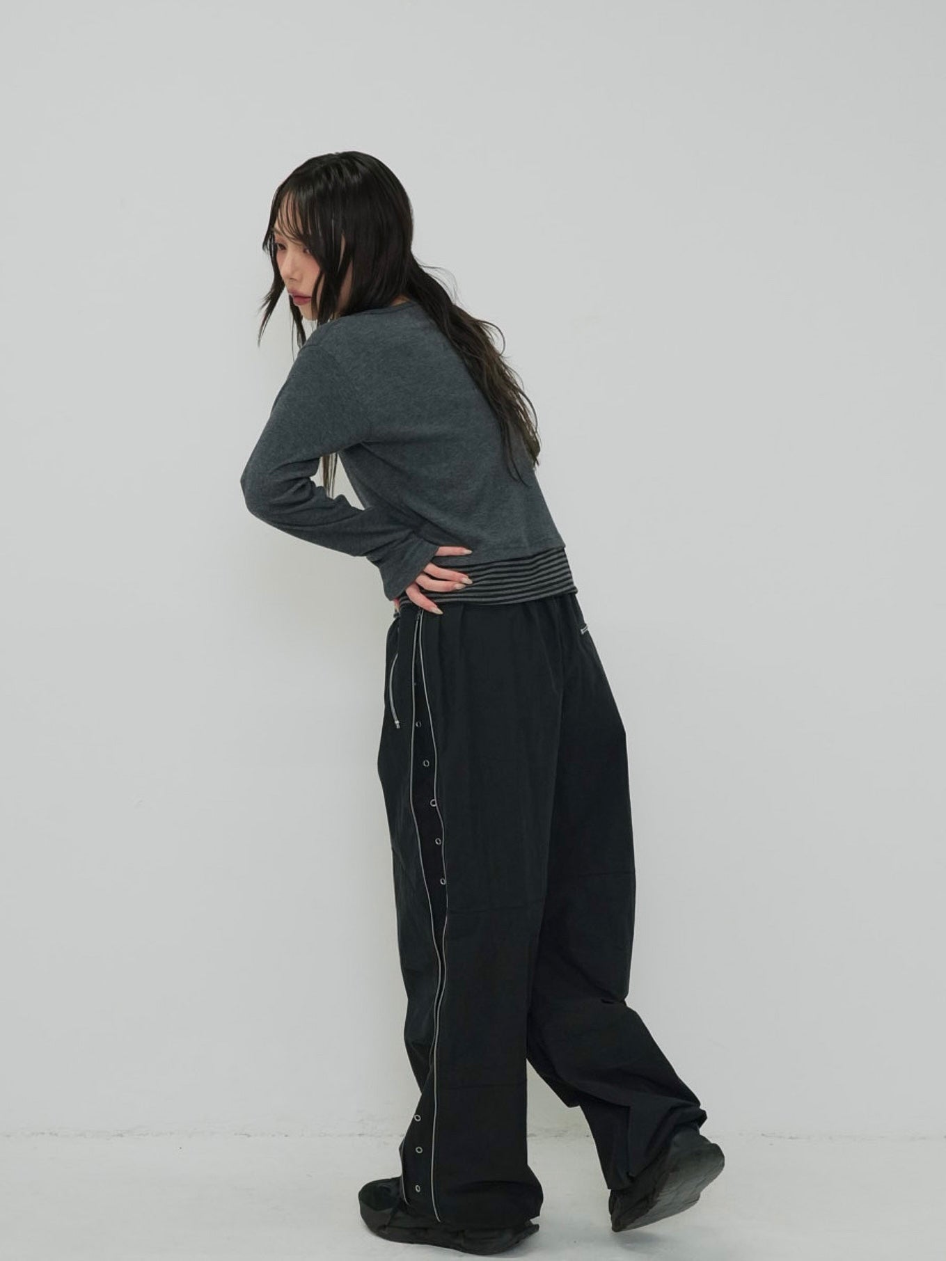 side zip eyelet pants