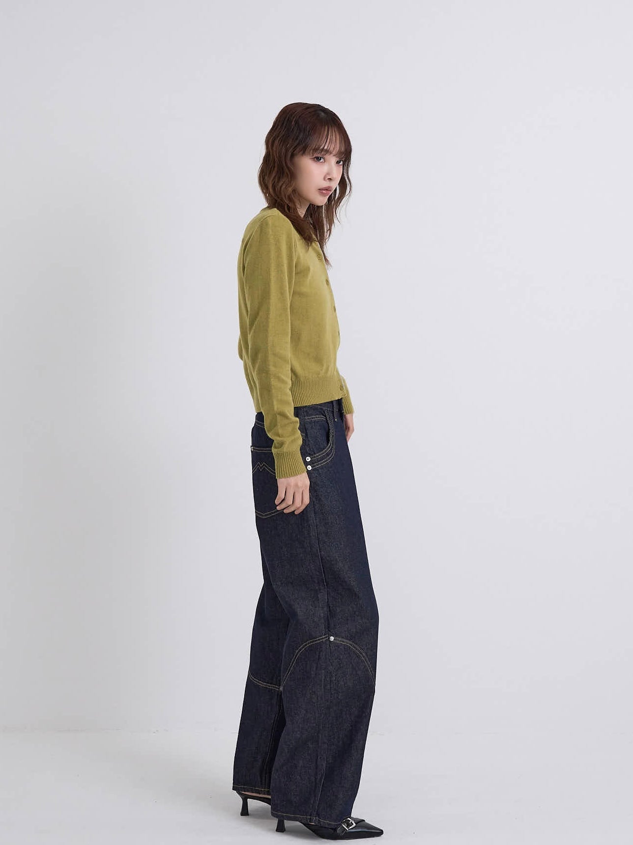 contrast line cardigan