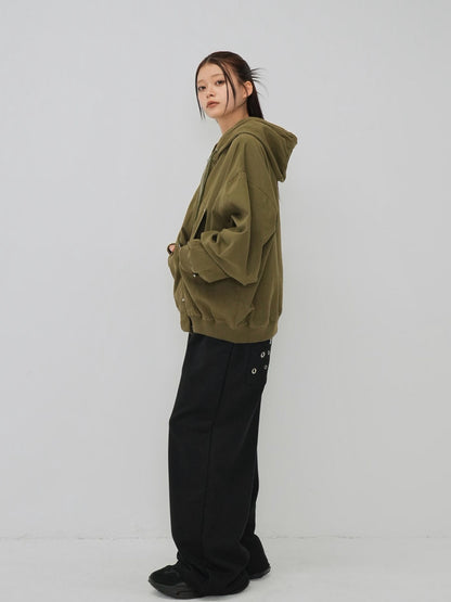 over pocket zip up hoodie