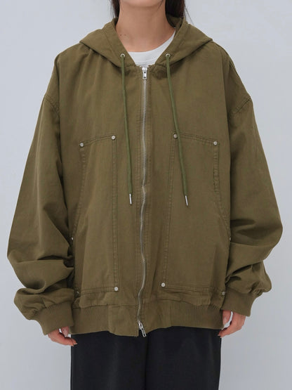 over pocket zip up hoodie