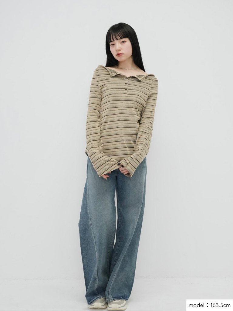 stripe button off shoulder t – enewdnina