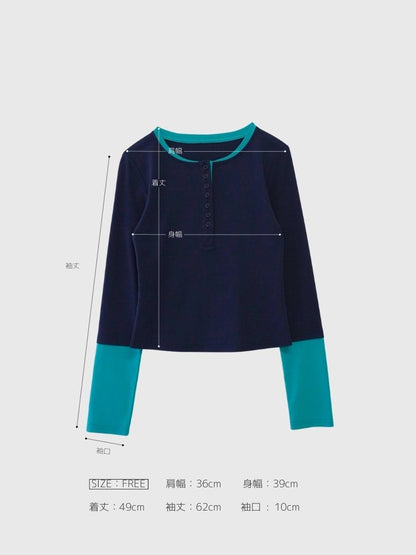 half button bicolor tops #3