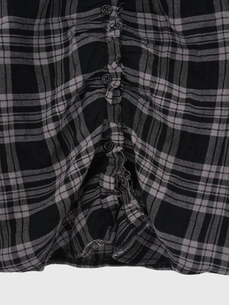 check frill blouse shirt