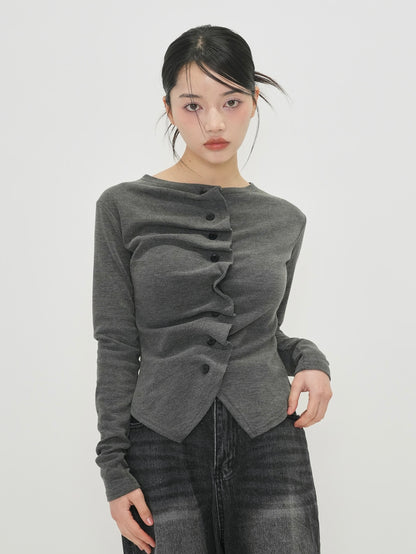 asymmetry frill blouse t