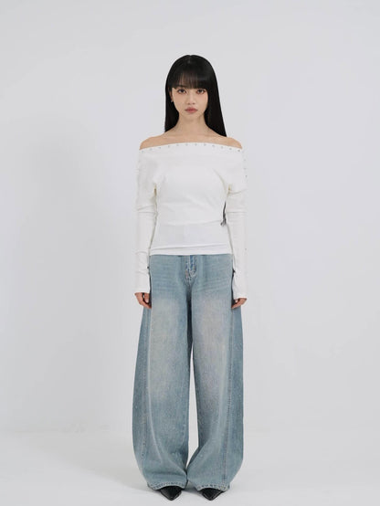 studs off shoulder tops