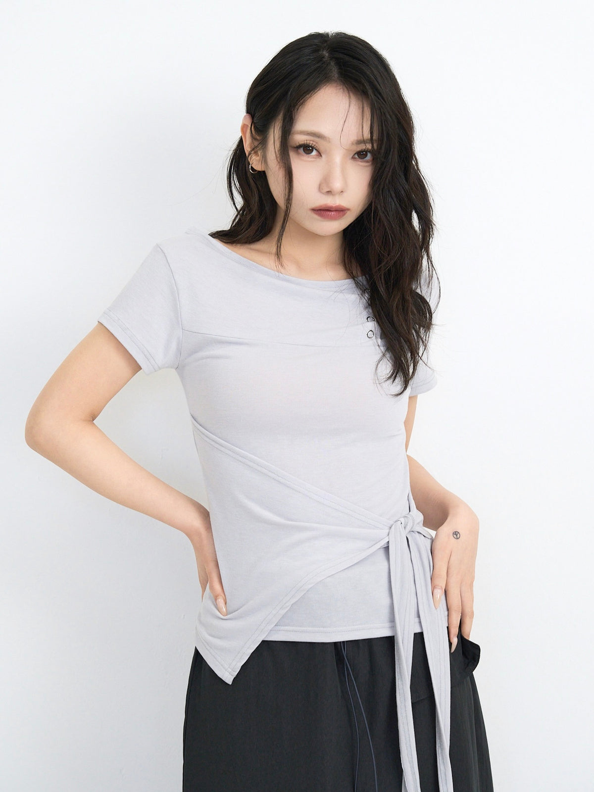 side tie snap tops