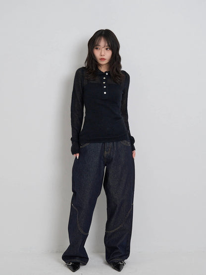 light sheer polo knit