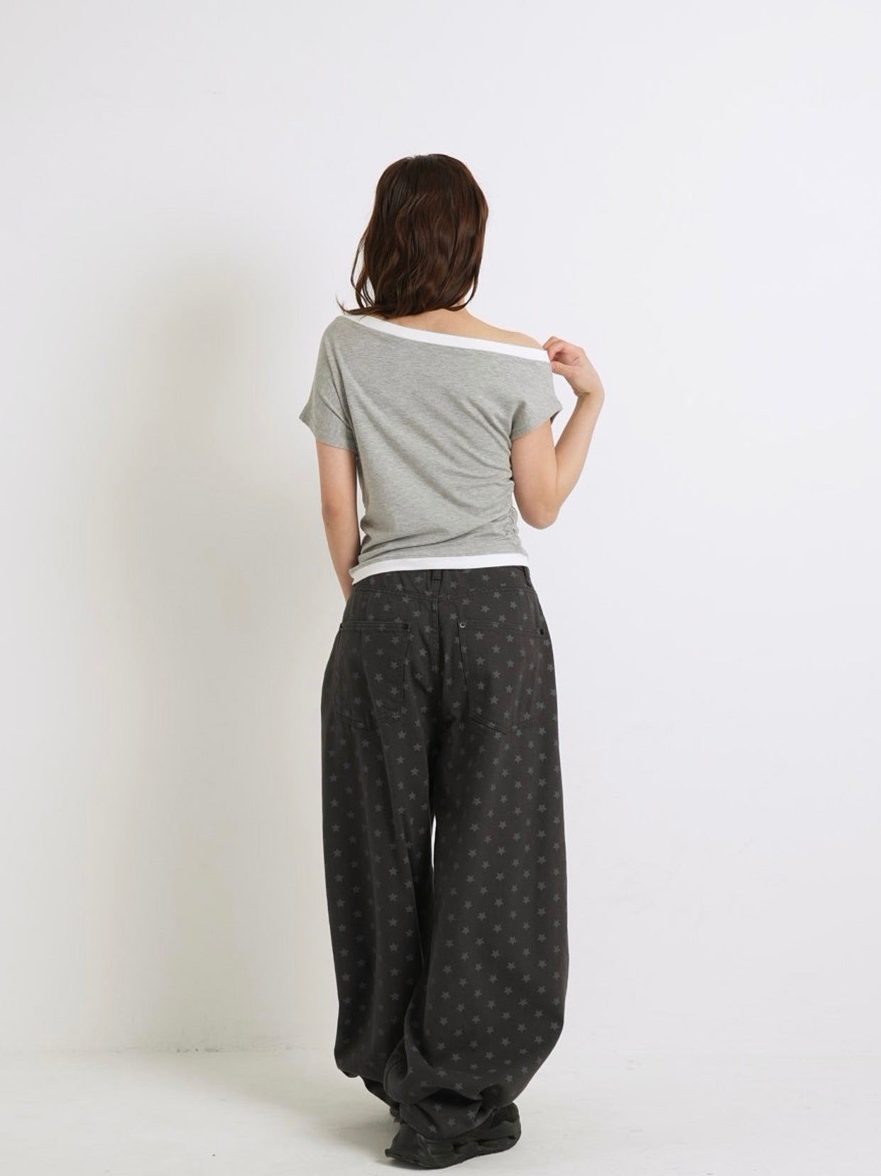 bicolor eyelet off shoulder tops