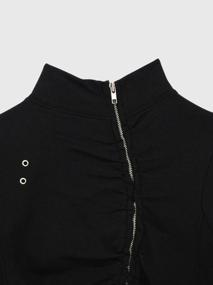 eyelet wave zip tops