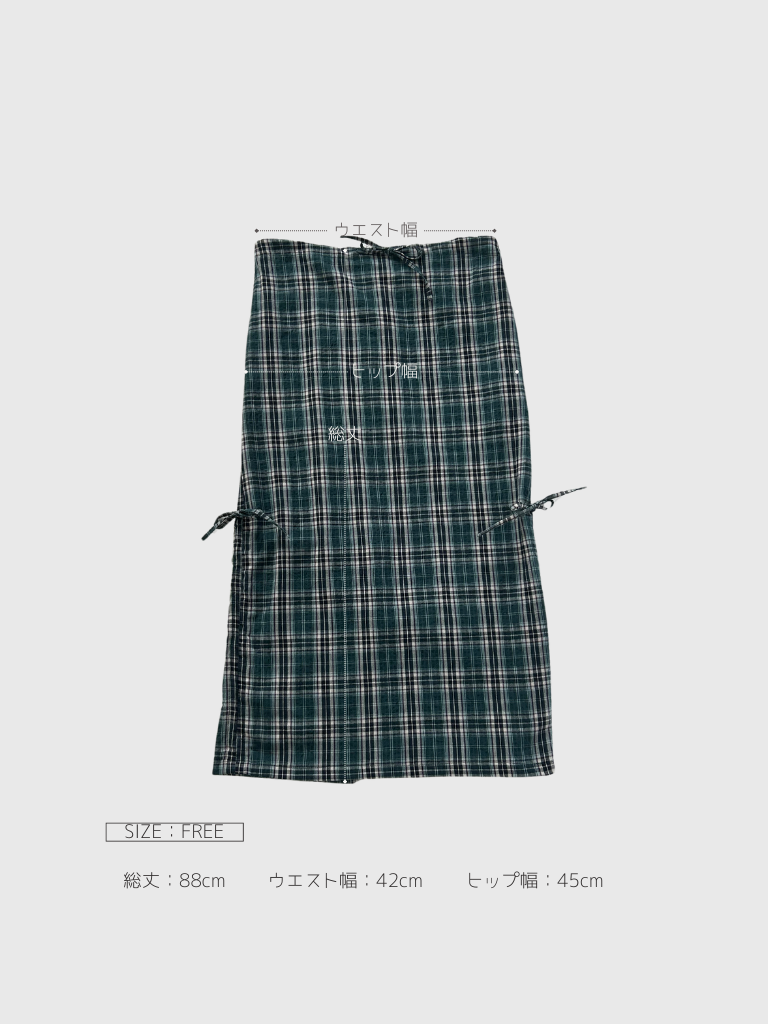 drawstring check skirt