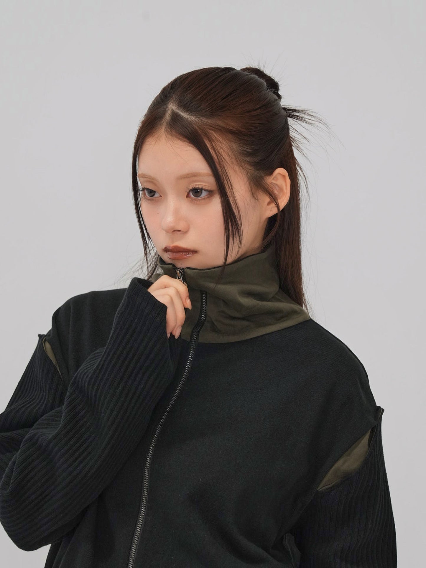 color block two way zip jacket