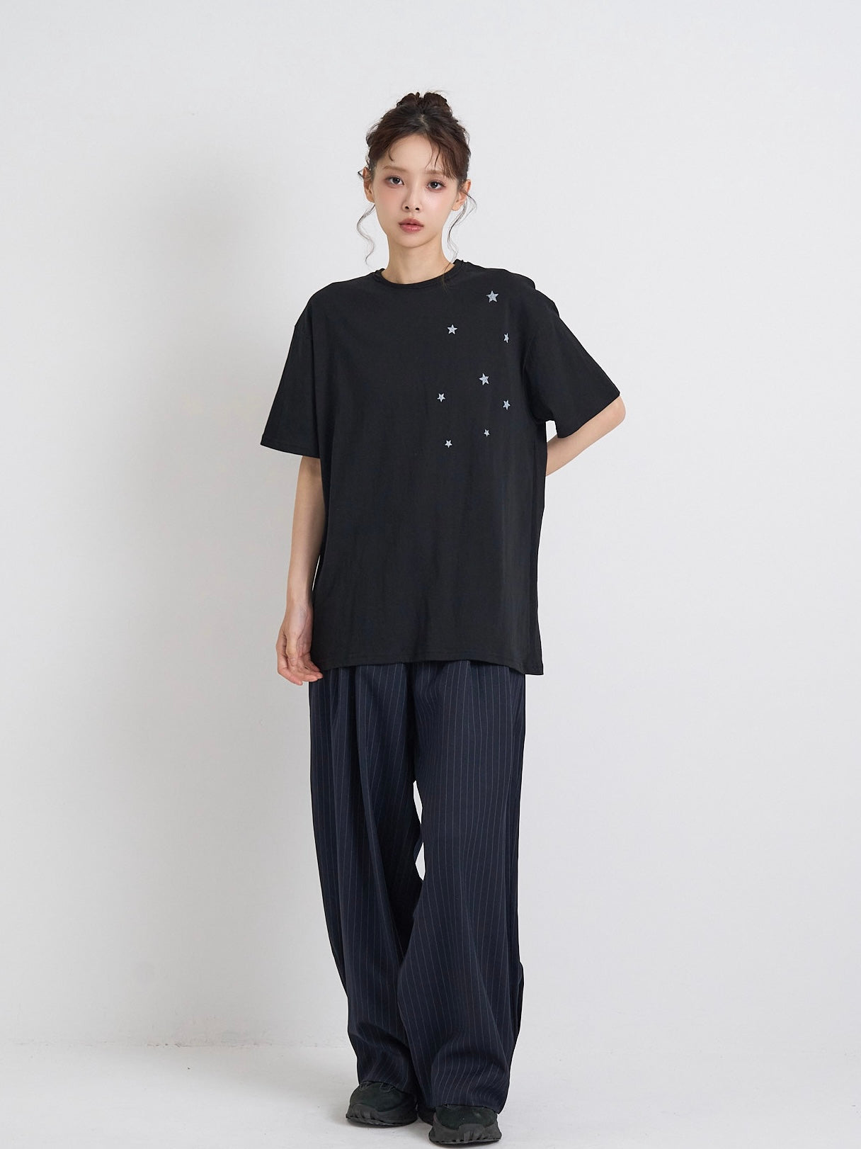 wide stripe tuck pants