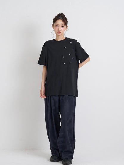 wide stripe tuck pants
