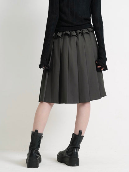 frill waist pleated skirt