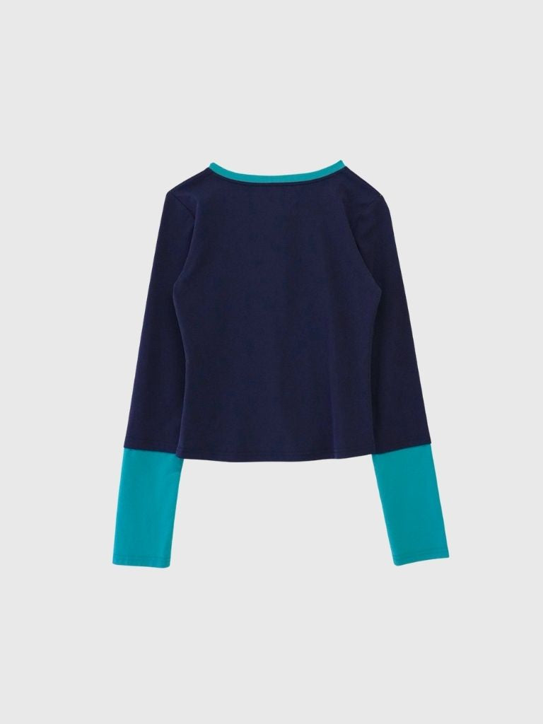 half button bicolor tops #3