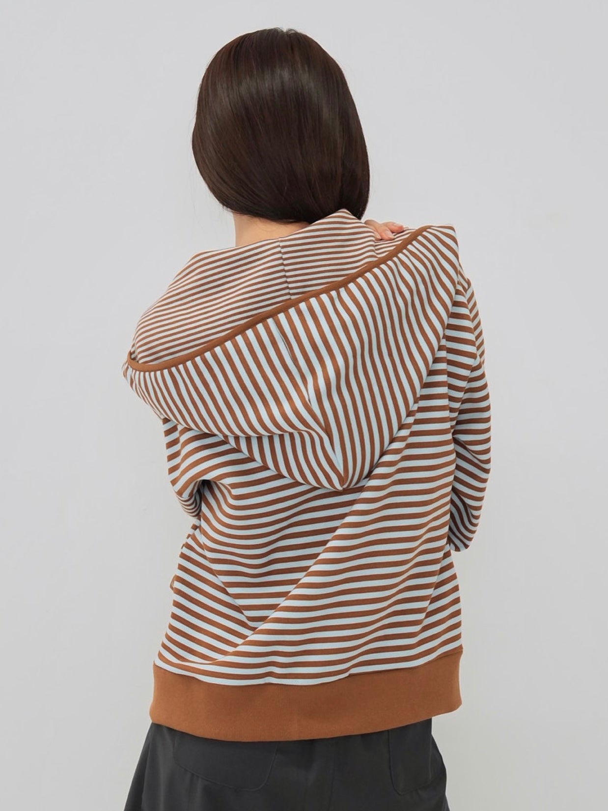 stripe pattern zip hoodie