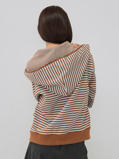stripe pattern zip hoodie