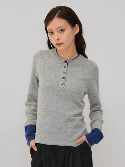 bicolor button round tops