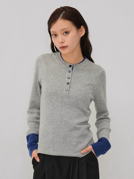 bicolor button round tops