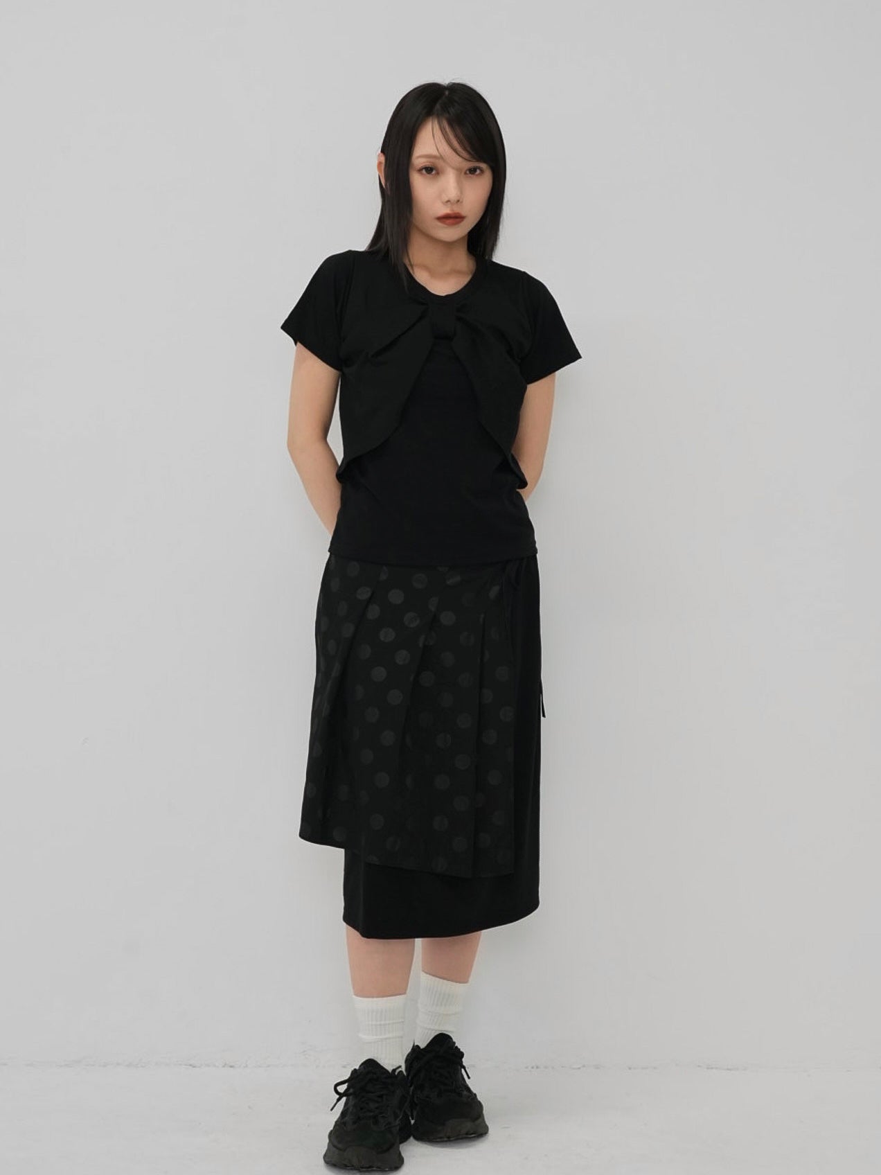 dot layered long skirt
