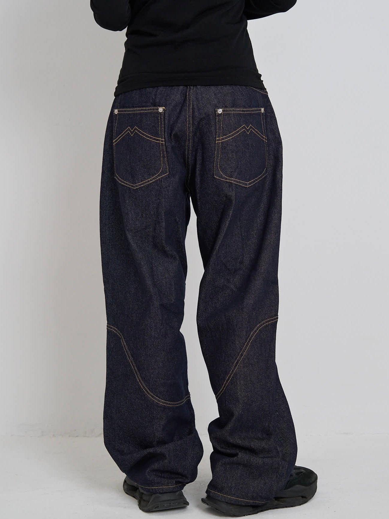 wide stitch denim pants