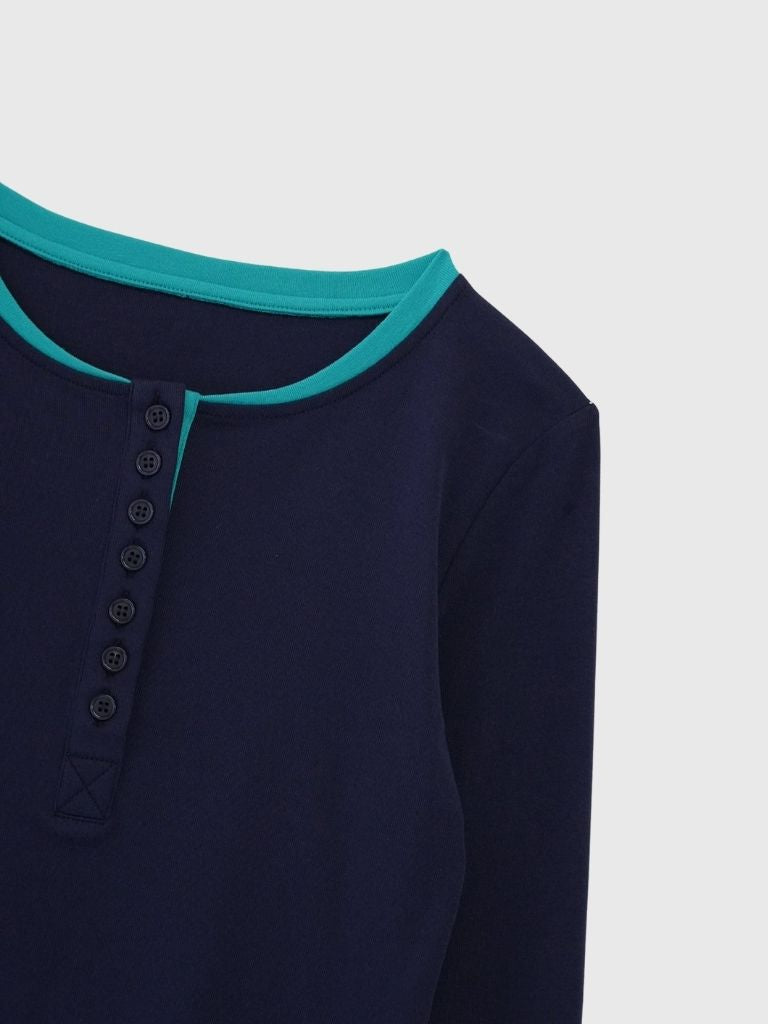 half button bicolor tops #3