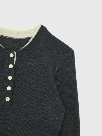 bicolor button round tops