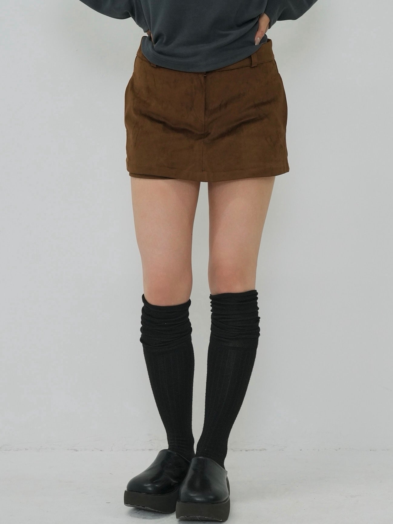 suede mini skirt pants