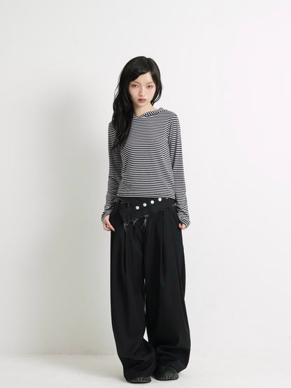 layered belt wide pants