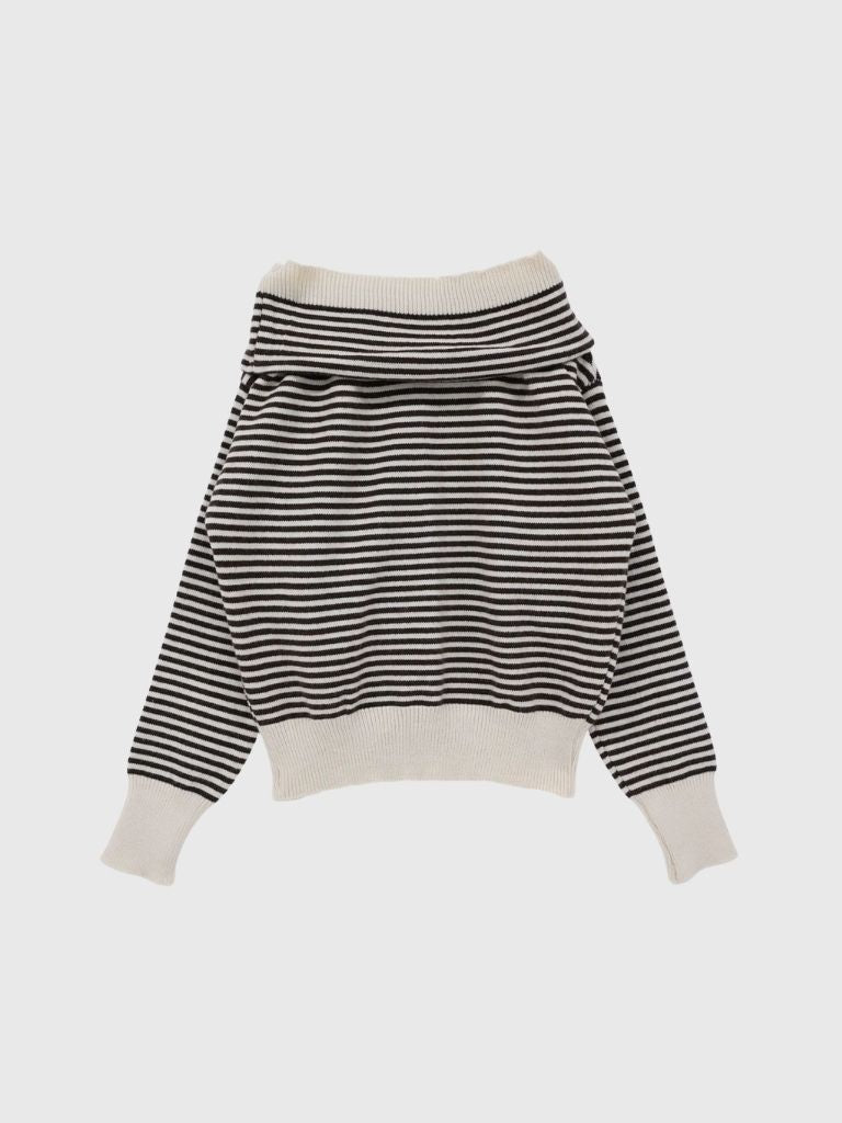 striped off shoulder knit