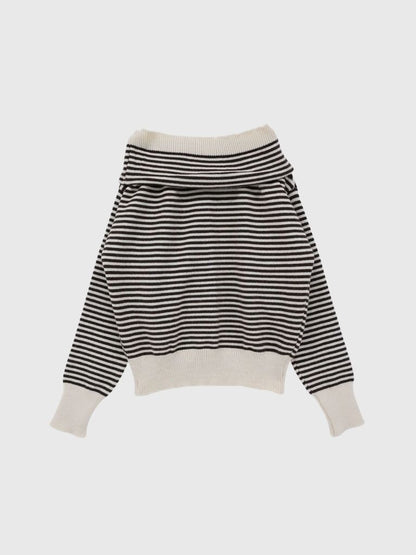 striped off shoulder knit