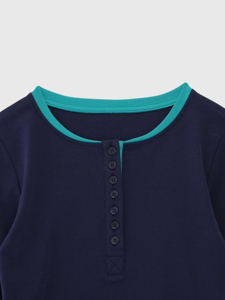 half button bicolor tops #3