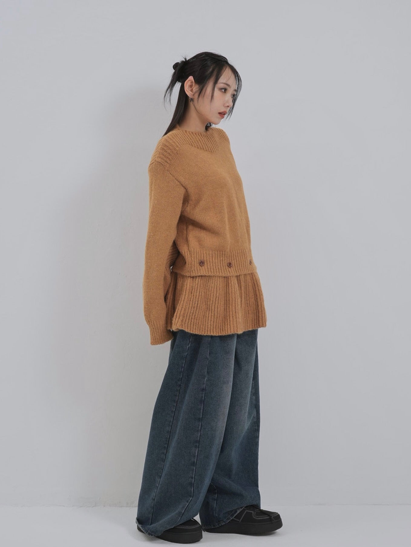 2way layered hem knit