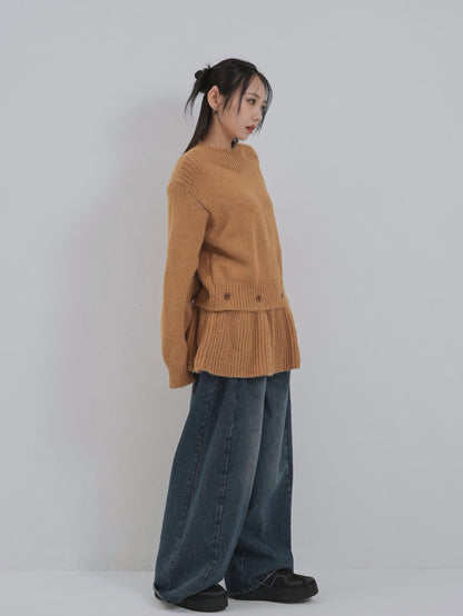 2way layered hem knit