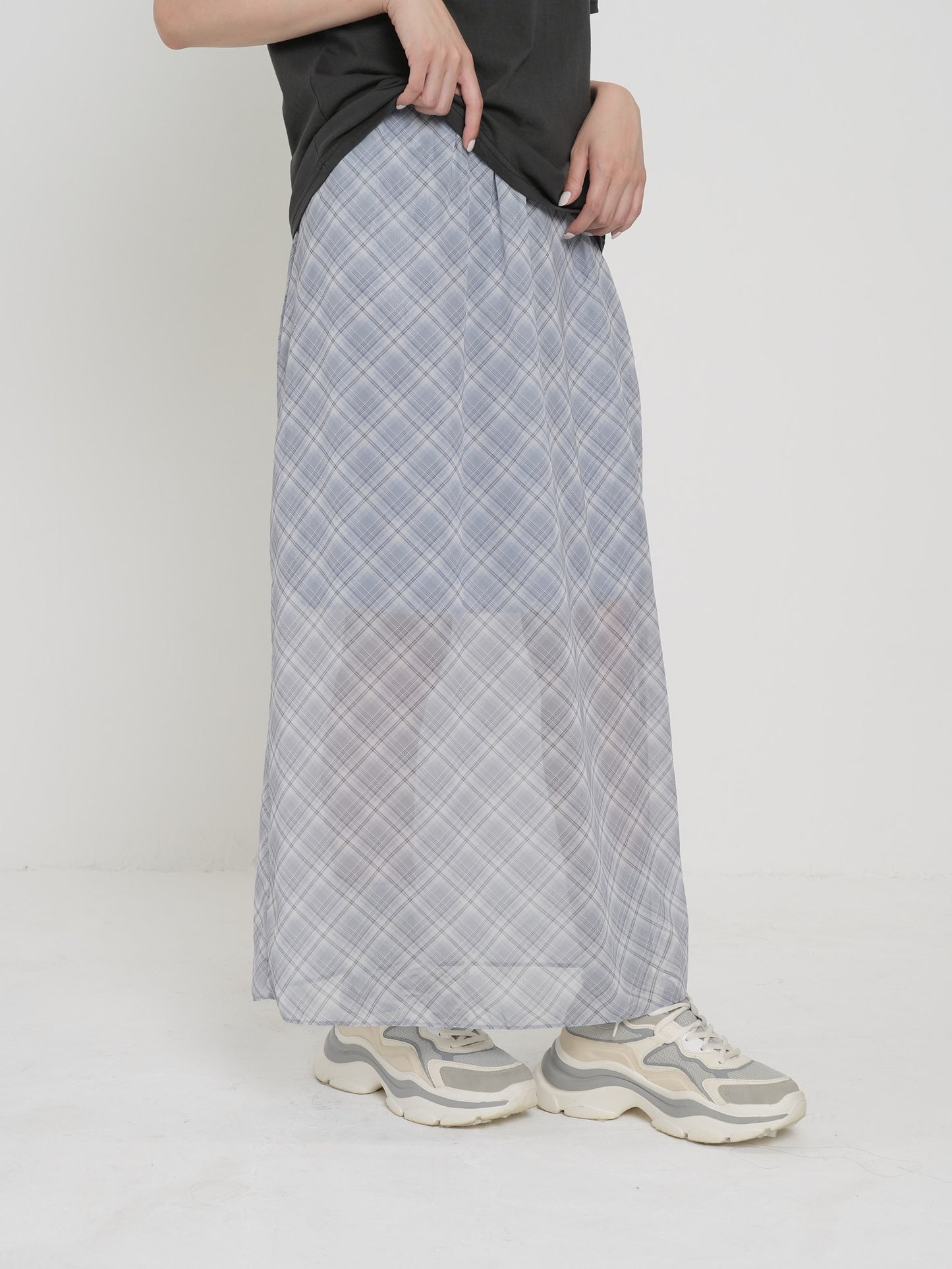 bias check sheer skirt