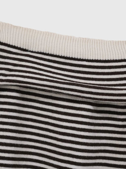 striped off shoulder knit