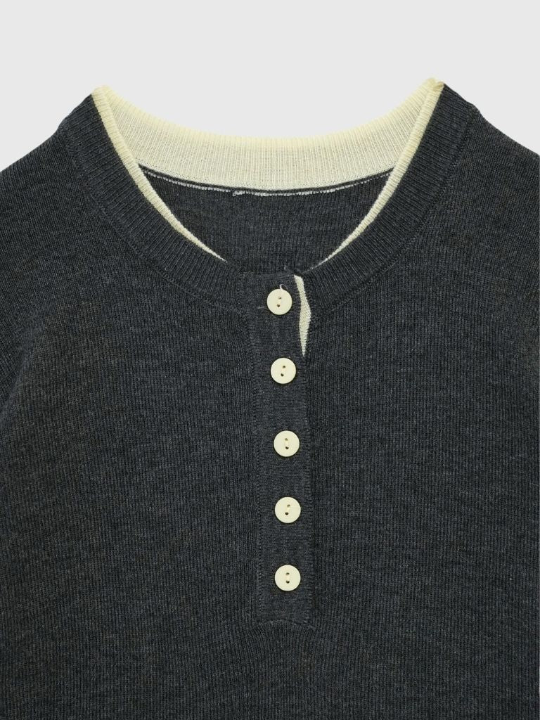 bicolor button round tops