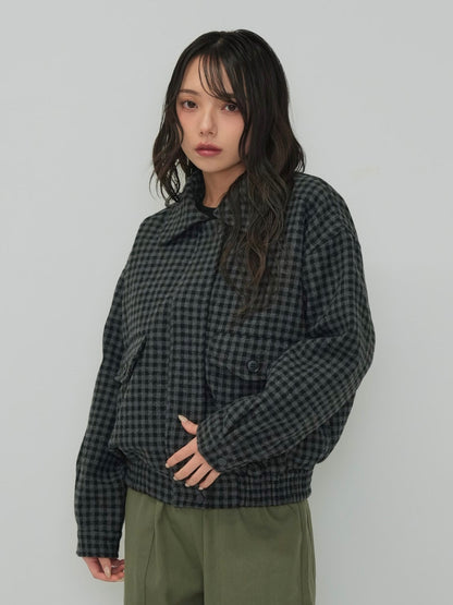 check pocket blouson