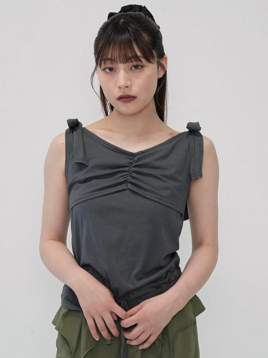 ribbon strap gather tops