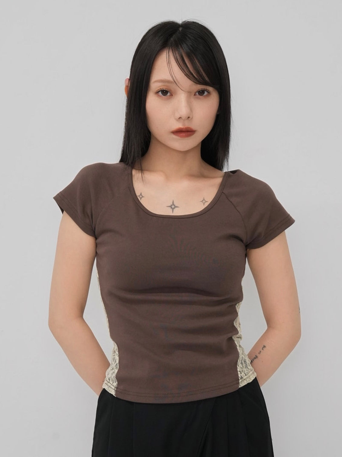 lace panel crop tops