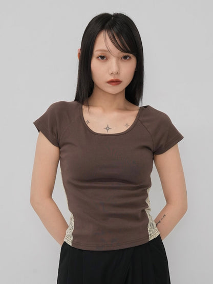 lace panel crop tops