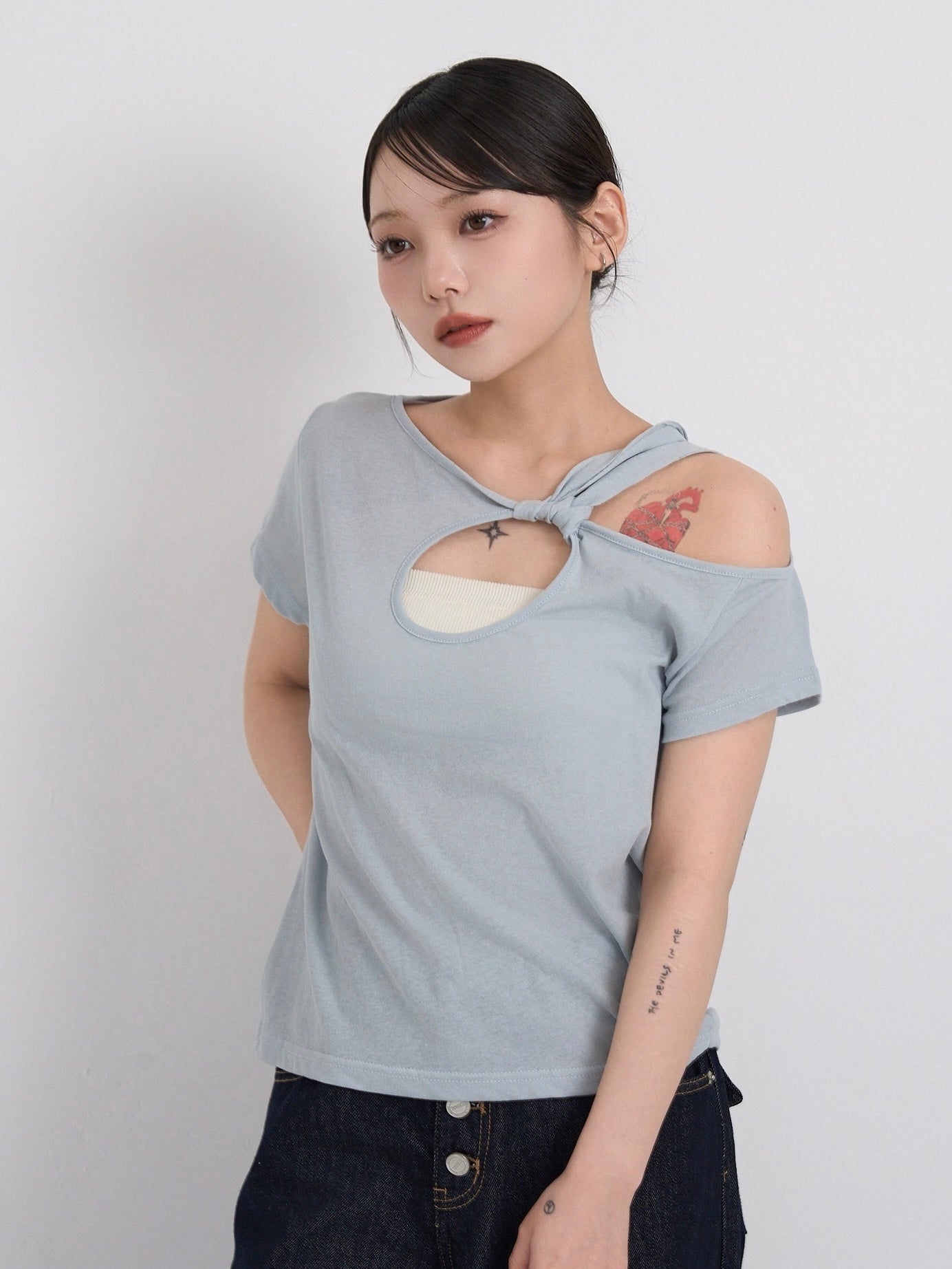 one shoulder cut tops
